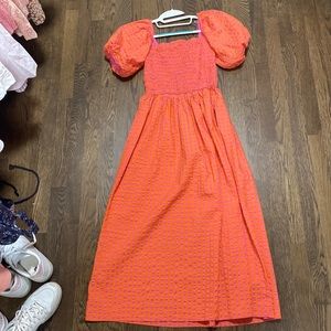 Never Fully Dressed Orange Puff Sleeve Dress